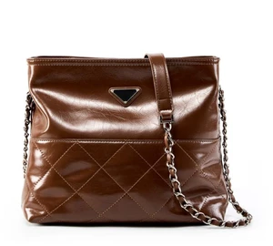 Genuine Leather Women Shoulder Handbags Leather Tote Bag Brown Genuine Leather Women Shoulder Handbags Leather Tote Bag Brown