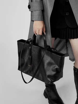 Women Genuine Leather Tote Purse Shoulder Bag Black Women Genuine Leather Tote Purse Shoulder Bag Black
