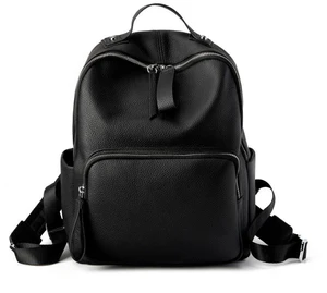 Genuine Leather Backpack Casual School Bag Travel Bag Black Genuine Leather Backpack Casual School Bag Travel Bag Black