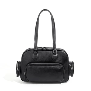 Genuine Leather Women Tote Bag Top-handle Shoulder Bag Black Genuine Leather Women Tote Bag Top-handle Shoulder Bag Black