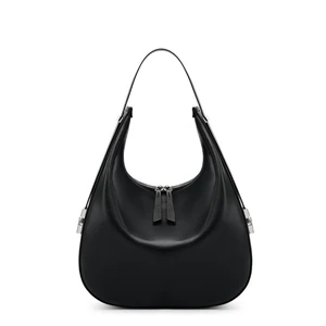 Genuine Leather Ladies'Crossbody Bag with Wide Strap Black Genuine Leather Ladies'Crossbody Bag with Wide Strap Black