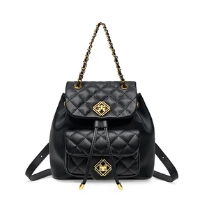 Genuine Leather Women Backpack Black Genuine Leather Women Backpack Black