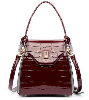 Women Genuine Leather Handbags Crocodile Pattern Handheld Cross Bag Red Women Genuine Leather Handbags Crocodile Pattern Handheld Cross Bag Red