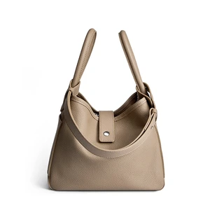 Genuine Leather Women Large Capacity Top-handle Hobo Bag Grey Genuine Leather Women Large Capacity Top-handle Hobo Bag Grey