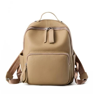 Genuine Leather Backpack Casual School Bag Travel Bag Grey Genuine Leather Backpack Casual School Bag Travel Bag Grey