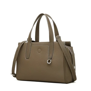 Genuine Leather Shoulder Bag Top-handle Handbag Grey Genuine Leather Shoulder Bag Top-handle Handbag Grey