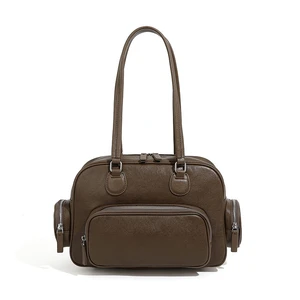 Genuine Leather Women Tote Bag Top-handle Shoulder Bag Brown Genuine Leather Women Tote Bag Top-handle Shoulder Bag Brown