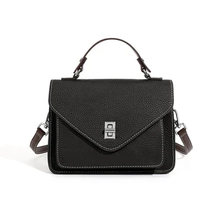 New French Crossbody Bag Small Square Bag Genuine Leather Handbag Black New French Crossbody Bag Small Square Bag Genuine Leather Handbag Black