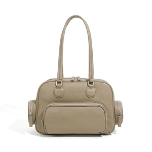 Genuine Leather Women Tote Bag Top-handle Shoulder Bag Grey Genuine Leather Women Tote Bag Top-handle Shoulder Bag Grey