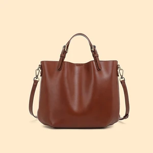 Genuine Leather Women Top Handle Shoulder Purses and Handbags Brown Genuine Leather Women Top Handle Shoulder Purses and Handbags Brown
