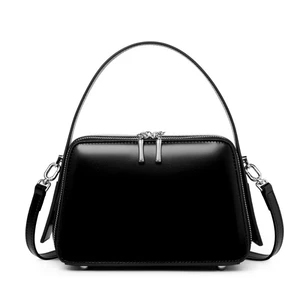 Genuine Leather Cute Tote Handbags Crossbody Bag with Long Strap Black Genuine Leather Cute Tote Handbags Crossbody Bag with Long Strap Black