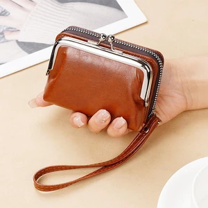 Genuine Leather Women's Short Wallet Bag With Multiple Card Slots Brown Genuine Leather Women's Short Wallet Bag With Multiple Card Slots Brown