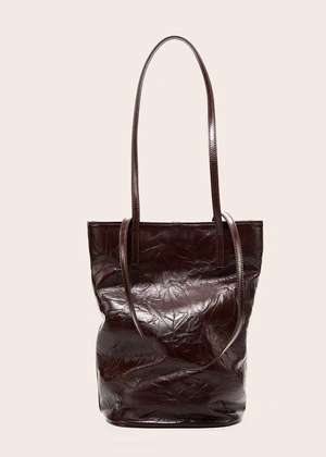 Women Cowhide Bucket Bag Large Capacity Retro Shoulder Bag Brown Women Cowhide Bucket Bag Large Capacity Retro Shoulder Bag Brown