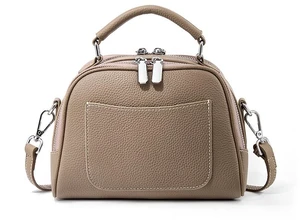 Genuine Leather Small Tote Bag for Women Trendy Shoulder Handbag Grey Genuine Leather Small Tote Bag for Women Trendy Shoulder Handbag Grey