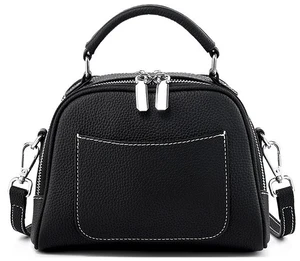 Genuine Leather Small Tote Bag for Women Trendy Shoulder Handbag Black Genuine Leather Small Tote Bag for Women Trendy Shoulder Handbag Black