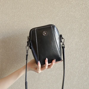 Genuine Leather Women Crossbody Bag Mini Bag Black Genuine Leather Women Crossbody Bag Mini Bag Black