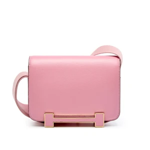 Genuine Leather Women's Bag Crossbody Bag Small Square Bag Pink Genuine Leather Women's Bag Crossbody Bag Small Square Bag Pink
