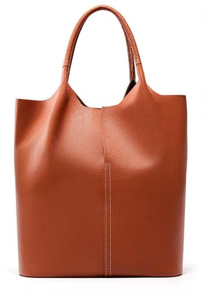 Ladies' Large Capacity Genuine Soft Leather Tote Bag Orange Ladies' Large Capacity Genuine Soft Leather Tote Bag Orange