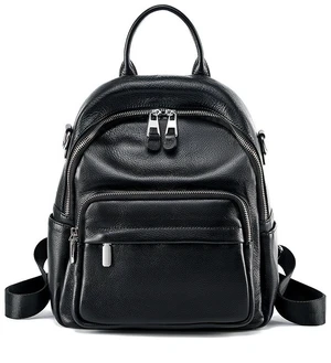 Genuine Leather Ladies' Large Capacity Travel Backpack Black Genuine Leather Ladies' Large Capacity Travel Backpack Black