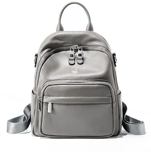 Genuine Leather Ladies' Large Capacity Travel Backpack Grey Genuine Leather Ladies' Large Capacity Travel Backpack Grey