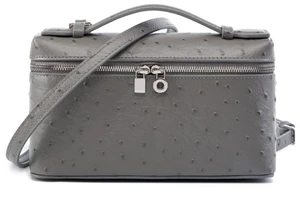 Women's Genuine Leather Makeup Bag Shoulder and Crossbody Phone Bag Grey Women's Genuine Leather Makeup Bag Shoulder and Crossbody Phone Bag Grey