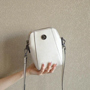 Genuine Leather Women Shoulder Bag Mobile Phone Bag White Genuine Leather Women Shoulder Bag Mobile Phone Bag White