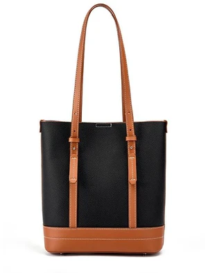 Genuine Leather Women Tote Bag and Shoulder Bag Black Genuine Leather Women Tote Bag and Shoulder Bag Black