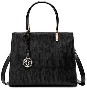 Genuine Leather Women's Tote Shoulder Bag Black Genuine Leather Women's Tote Shoulder Bag Black