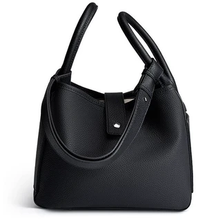 Genuine Leather Women Large Capacity Top-handle Hobo Bag Black Genuine Leather Women Large Capacity Top-handle Hobo Bag Black