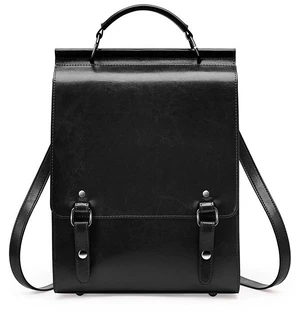 Genuine Leather Backpack British College Style Backpack Black Genuine Leather Backpack British College Style Backpack Black