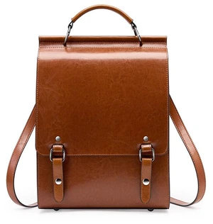 Genuine Leather Backpack British College Style Backpack Brown Genuine Leather Backpack British College Style Backpack Brown