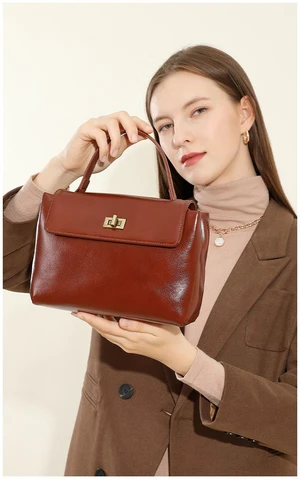 Genuine Leather Women Handbag and Shoulder Bag Brown Genuine Leather Women Handbag and Shoulder Bag Brown