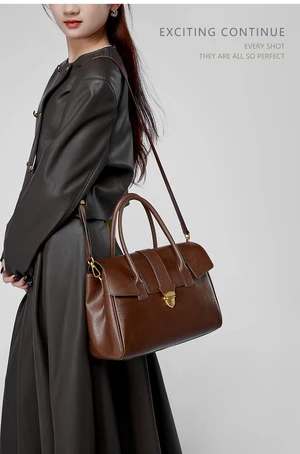 Genuine Leather Women Handbag and Shoulder Bag Brown Genuine Leather Women Handbag and Shoulder Bag Brown