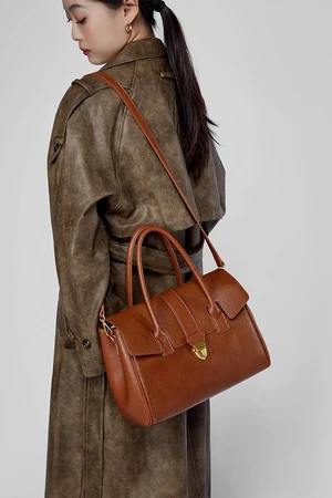 Genuine Leather Women Handbag and Shoulder Bag Brown Genuine Leather Women Handbag and Shoulder Bag Brown