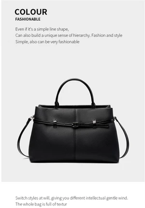 Genuine Leather Women Large Casual Handbag Black Genuine Leather Women Large Casual Handbag Black