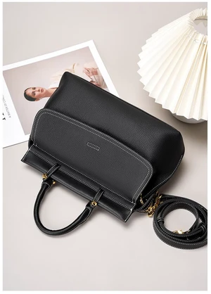 Genuine Leather Women Western Shoulder Handbag Black Genuine Leather Women Western Shoulder Handbag Black