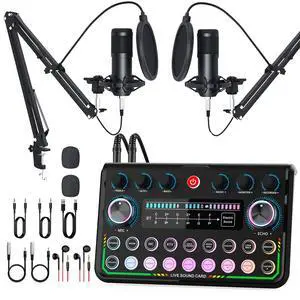 Podcast Equipment Bundle for 2 with Soundboard & 2 Microphones, Plug-and-Play Setup for iPhone, Laptop & PC, Streaming & YouTube Podcast Equipment Bundle for 2 with Soundboard & 2 Microphones, Plug-and-Play Setup for iPhone, Laptop & PC, Streaming & YouTube