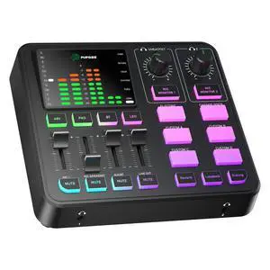 Gaming Audio Mixer, Audio Interface for PC/Podcast/Streaming, Sound Board with 3.5mm/XLR Mic Input, 48V Phantom Power, Voice Changer, Live Sound Card with DJ Mixer Effects/Bluetooth/4 Channel Gaming Audio Mixer, Audio Interface for PC/Podcast/Streaming, Sound Board with 3.5mm/XLR Mic Input, 48V Phantom Power, Voice Changer, Live Sound Card with DJ Mixer Effects/Bluetooth/4 Channel