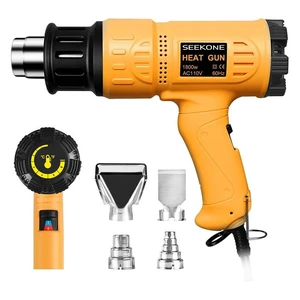 1800W Heat Gun Variable Temp 122-1202 for Crafts, Shrink Wrap | Fast Heating 122-1202, Dual Airflow, Overheat Protection, 4 Nozzles for Shrink Tubing, Paint Removal and 3D Printing 1800W Heat Gun Variable Temp 122-1202 for Crafts, Shrink Wrap | Fast Heating 122-1202, Dual Airflow, Overheat Protection, 4 Nozzles for Shrink Tubing, Paint Removal and 3D Printing