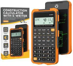 Construction Calculator with Writing Tablet Industrial & Scientific Engineering Calculator for Contractor, Concrete Pocket Feet-inch-Fraction Calculators for Carpenter, Framer, Remodeler Construction Calculator with Writing Tablet Industrial & Scientific Engineering Calculator for Contractor, Concrete Pocket Feet-inch-Fraction Calculators for Carpenter, Framer, Remodeler
