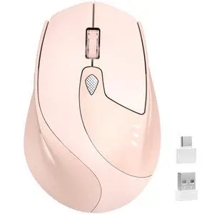 M7 Bluetooth Mouse, Rechargeable Dual Mode BT5.1+ 2.4GHz USB Silent Wireless Bluetooth Mouse with Type C Adapter & Battery Indicator, Ergonomic Design for Laptop, iPad, MacBook - Light Pink M7 Bluetooth Mouse, Rechargeable Dual Mode BT5.1+ 2.4GHz USB Silent Wireless Bluetooth Mouse with Type C Adapter & Battery Indicator, Ergonomic Design for Laptop, iPad, MacBook - Light Pink