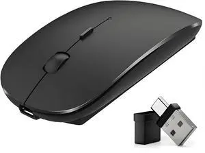 Rechargeable Bluetooth Mouse for Laptop,Wireless Mouse for MacBook air/mac/MacBook pro,Mouse jiggler Bluetooth 5.2/3.0 and 2.4GHz USB Type-C Rechargeable Bluetooth Mouse for Laptop,Wireless Mouse for MacBook air/mac/MacBook pro,Mouse jiggler Bluetooth 5.2/3.0 and 2.4GHz USB Type-C