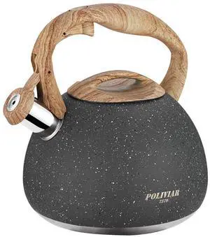 Tea Kettle, 2.7 Quart Natural Stone Finish with Wood Pattern Handle Loud Whistle Food Grade Stainless Steel Teapot, Anti-Hot Handle and Anti-Rust, Suitable for All Heat Sources (JX2018-GR20) Tea Kettle, 2.7 Quart Natural Stone Finish with Wood Pattern Handle Loud Whistle Food Grade Stainless Steel Teapot, Anti-Hot Handle and Anti-Rust, Suitable for All Heat Sources (JX2018-GR20)