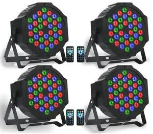 Dj Lights, 36 LED RGB Par Light Stage Lights with Sound Activated Remote & DMX Control Uplights for Weddings KTV Disco Christmas Party Lighting(4Pack) Dj Lights, 36 LED RGB Par Light Stage Lights with Sound Activated Remote & DMX Control Uplights for Weddings KTV Disco Christmas Party Lighting(4Pack)