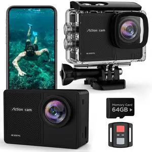 4K60fps Action Camera Waterproof Camera with 64G SD Card 48MP HD WiFi Camera with EIS 40M UnderwaterCamera Wide Angle SportsCamera with 2 * 1350 mAh Batteries Helmet Mount Accessories Kits 4K60fps Action Camera Waterproof Camera with 64G SD Card 48MP HD WiFi Camera with EIS 40M UnderwaterCamera Wide Angle SportsCamera with 2 * 1350 mAh Batteries Helmet Mount Accessories Kits