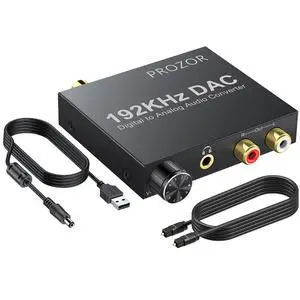 192KHz Digital to Analog Audio Converter Optical to RCA Adapter Upgrade Volume Adjustable DAC with Optical Cable, SPDIF TOSLINK to Stereo L/R & 3.5mm Jack Converters 192KHz Digital to Analog Audio Converter Optical to RCA Adapter Upgrade Volume Adjustable DAC with Optical Cable, SPDIF TOSLINK to Stereo L/R & 3.5mm Jack Converters