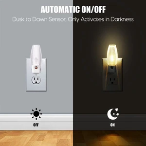 Plug-in LED Night Light, Dusk to Dawn Sensor, Warm White 6 Pack Warm white sensor night light, ideal for nursery, bedroom, bathroom, hallway, stairs & kitchen Plug-in LED Night Light, Dusk to Dawn Sensor, Warm White 6 Pack Warm white sensor night light, ideal for nursery, bedroom, bathroom, hallway, stairs & kitchen