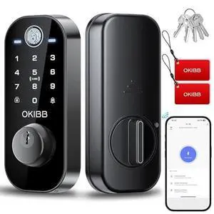 Fingerprint Smart Lock, 6-in1 Keyless Entry Door Lock for Front Door, Smart Locks with App Control, Biometric Electronic Touchscreen Keypad Deadbolt, One-Touch Lock Auto Lock, Black Fingerprint Smart Lock, 6-in1 Keyless Entry Door Lock for Front Door, Smart Locks with App Control, Biometric Electronic Touchscreen Keypad Deadbolt, One-Touch Lock Auto Lock, Black