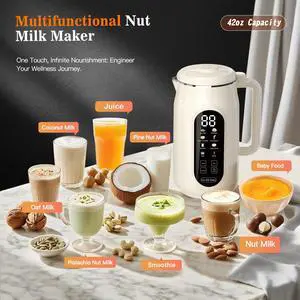 10 in 1 Nut Milk Maker Machine, 42oz IMD Screen Almond Milk Maker, Soy Milk Maker with Self-Cleaning, Delay Start, Keep Warm, Boil Water, Automatic Plant-Based Milk Blender for Soybean, Oat, Coconut 10 in 1 Nut Milk Maker Machine, 42oz IMD Screen Almond Milk Maker, Soy Milk Maker with Self-Cleaning, Delay Start, Keep Warm, Boil Water, Automatic Plant-Based Milk Blender for Soybean, Oat, Coconut