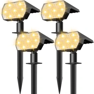 Solar Lights Outdoor Waterproof - 4 Pack (Warm White) 56 LED 3 Lighting Modes IP68 Waterproof Solar Powered Garden Yard Spot Solar Lights for Outside Landscape Solar Lights Outdoor Waterproof - 4 Pack (Warm White) 56 LED 3 Lighting Modes IP68 Waterproof Solar Powered Garden Yard Spot Solar Lights for Outside Landscape